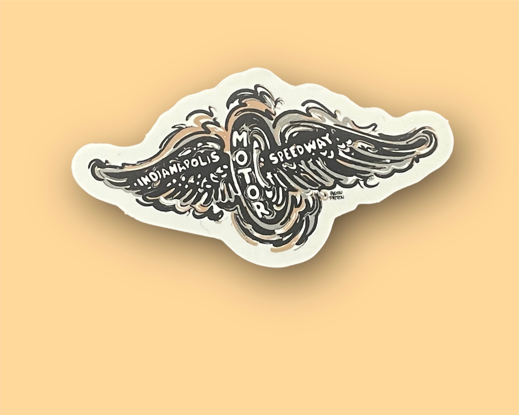 Indianapolis Motor Speedway Vintage Wing and Wheel Mini Vinyl Sticker by Justin Patten